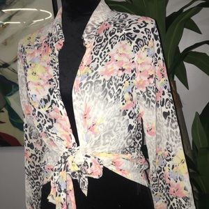 Sheer Animal Print Kimono